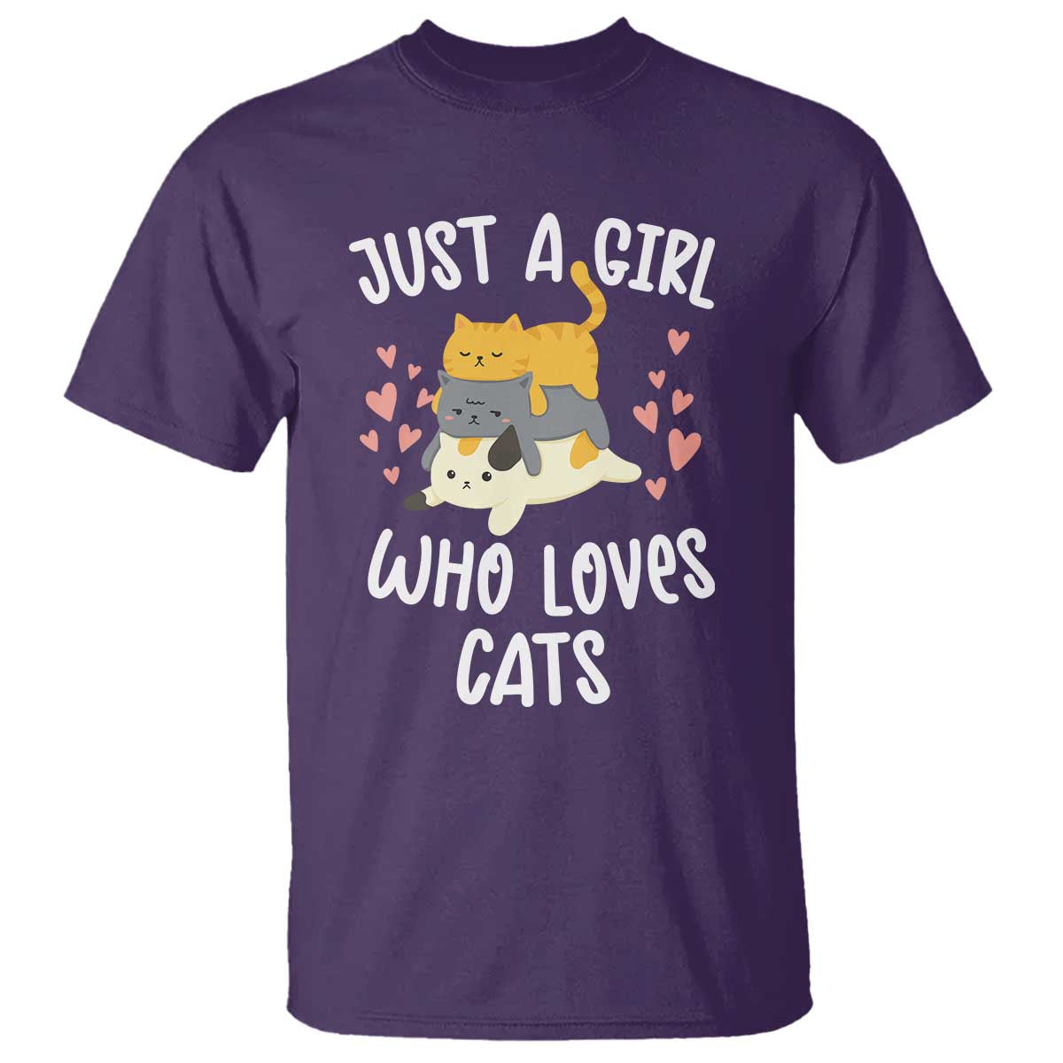 Just A Girl Who Loves Cats T Shirt Cute Kittens Pet Lover TS12 Purple Print Your Wear