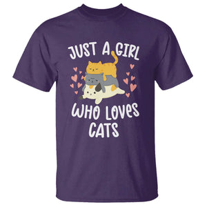 Just A Girl Who Loves Cats T Shirt Cute Kittens Pet Lover TS12 Purple Print Your Wear