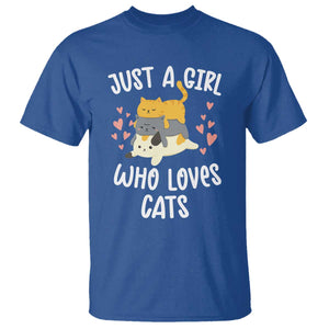 Just A Girl Who Loves Cats T Shirt Cute Kittens Pet Lover TS12 Royal Blue Print Your Wear