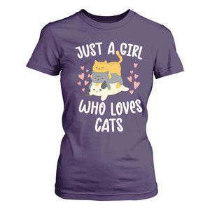 Just A Girl Who Loves Cats T Shirt For Women Cute Kittens Pet Lover TS12 Purple Print Your Wear