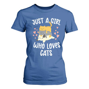 Just A Girl Who Loves Cats T Shirt For Women Cute Kittens Pet Lover TS12 Royal Blue Print Your Wear
