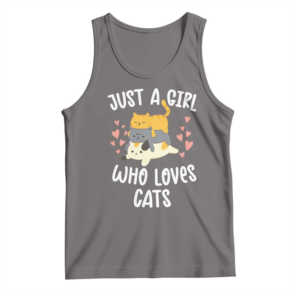 Just A Girl Who Loves Cats Tank Top Cute Kittens Pet Lover TS12 Deep Heather Print Your Wear