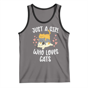 Just A Girl Who Loves Cats Tank Top Cute Kittens Pet Lover TS12 Deep Heather Black Print Your Wear