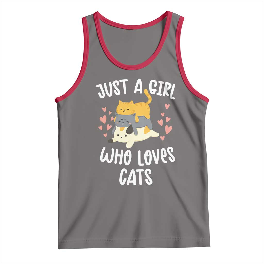 Just A Girl Who Loves Cats Tank Top Cute Kittens Pet Lover TS12 Deep Heather Red Print Your Wear