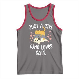 Just A Girl Who Loves Cats Tank Top Cute Kittens Pet Lover TS12 Deep Heather Red Print Your Wear