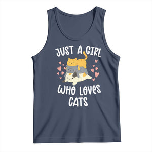 Just A Girl Who Loves Cats Tank Top Cute Kittens Pet Lover TS12 Navy Print Your Wear