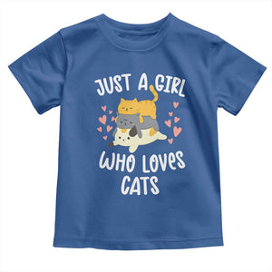 Just A Girl Who Loves Cats Toddler T Shirt Cute Kittens Pet Lover TS12 Royal Blue Print Your Wear