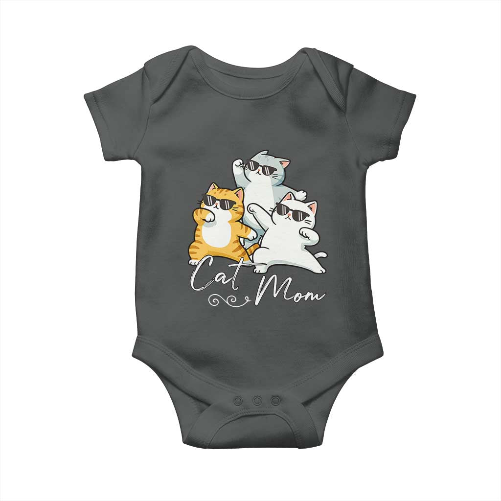 Cat Mom Baby Onesie Three Cool Cats with Sunglasses TS12 Dark Heather Print Your Wear