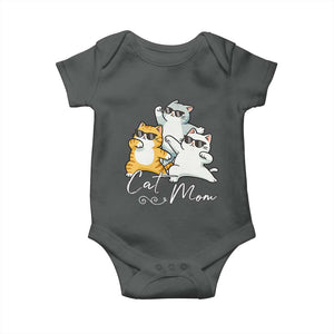Cat Mom Baby Onesie Three Cool Cats with Sunglasses TS12 Dark Heather Print Your Wear