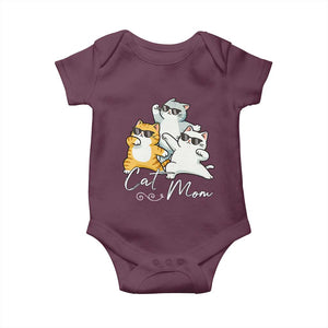 Cat Mom Baby Onesie Three Cool Cats with Sunglasses TS12 Maroon Print Your Wear