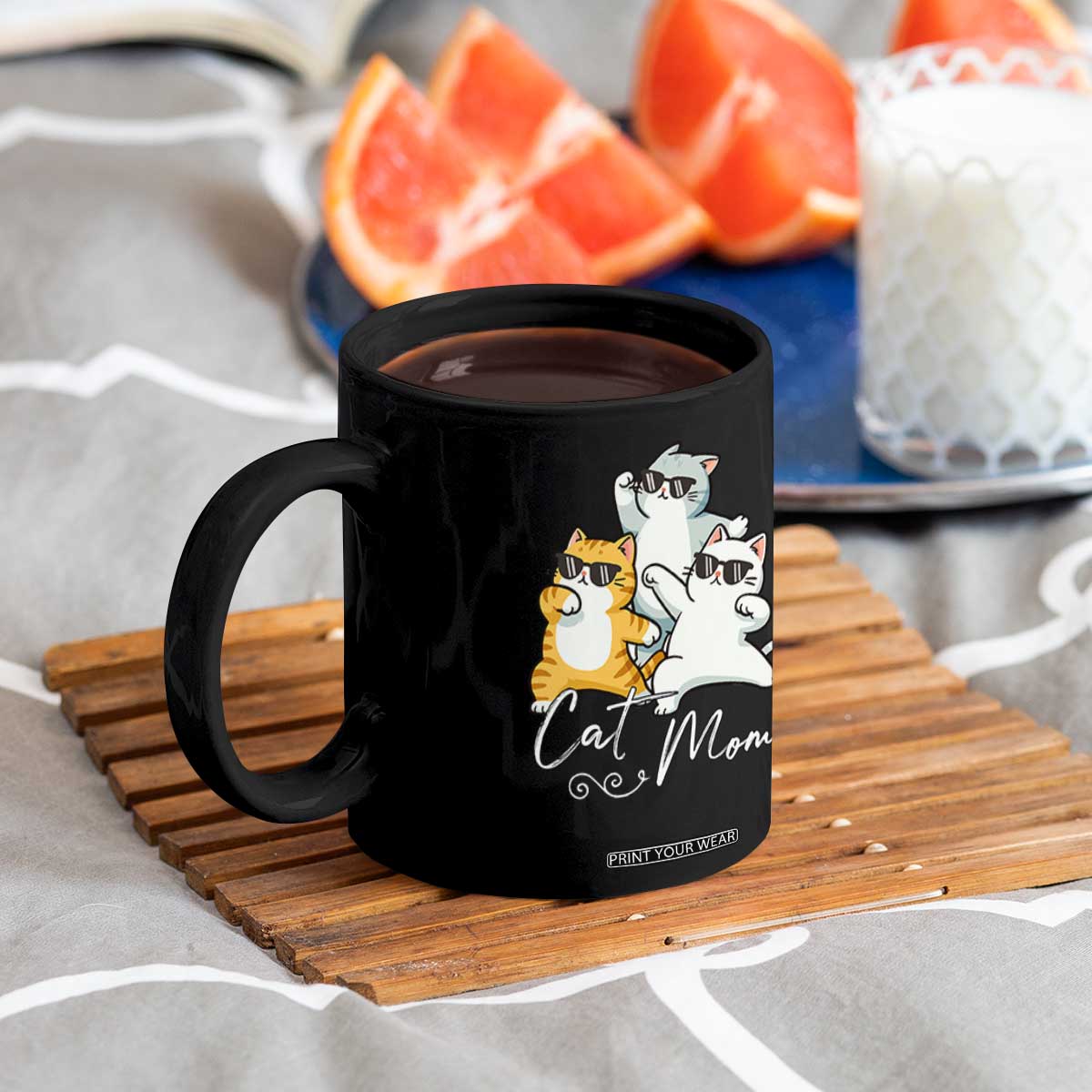 Cat Mom Coffee Mug Three Cool Cats with Sunglasses TS12 Print Your Wear