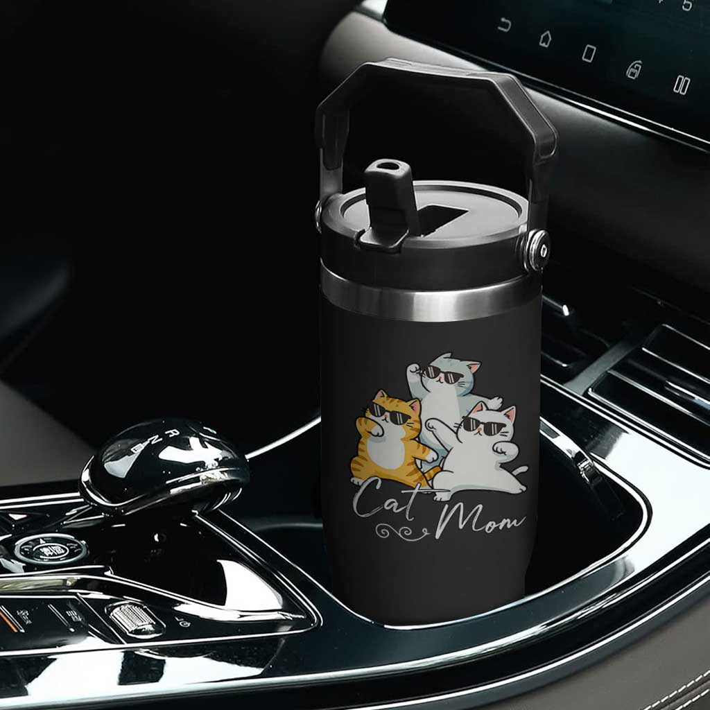 Cat Mom Flip Straw Tumbler Three Cool Cats with Sunglasses TS12 Print Your Wear