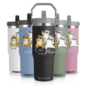 Cat Mom Flip Straw Tumbler Three Cool Cats with Sunglasses TS12 Print Your Wear