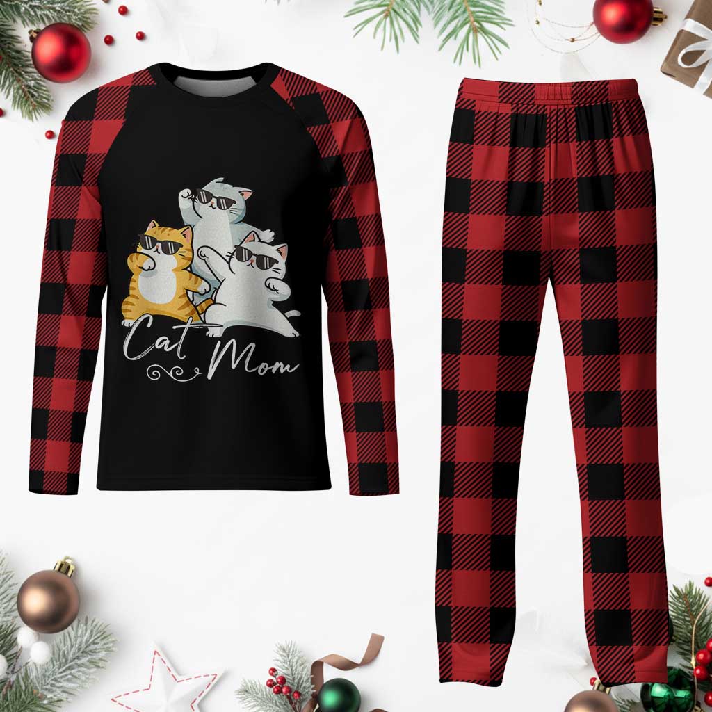 Cat Mom Plaid Pajama Set Three Cool Cats with Sunglasses TS12 Buffalo Plaid Print Your Wear