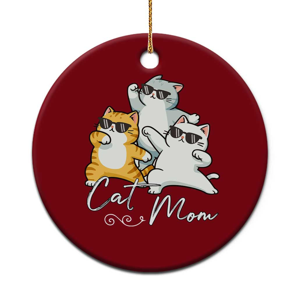 Cat Mom Ceramic Ornament Three Cool Cats with Sunglasses TS12 1pc Red Print Your Wear