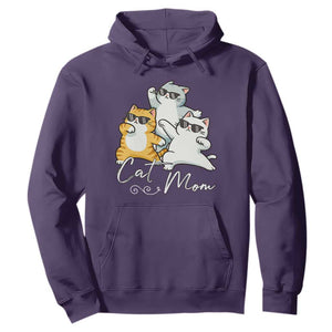 Cat Mom Hoodie Three Cool Cats with Sunglasses TS12 Purple Print Your Wear