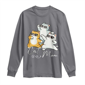 Cat Mom Long Sleeve Shirt Three Cool Cats with Sunglasses TS12 Charcoal Print Your Wear