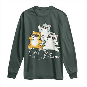 Cat Mom Long Sleeve Shirt Three Cool Cats with Sunglasses TS12 Dark Forest Green Print Your Wear