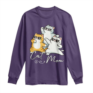 Cat Mom Long Sleeve Shirt Three Cool Cats with Sunglasses TS12 Purple Print Your Wear