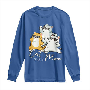 Cat Mom Long Sleeve Shirt Three Cool Cats with Sunglasses TS12 Royal Blue Print Your Wear