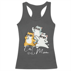 Cat Mom Racerback Tank Top Three Cool Cats with Sunglasses TS12 Dark Heather Print Your Wear