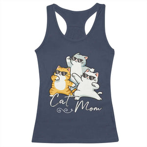 Cat Mom Racerback Tank Top Three Cool Cats with Sunglasses TS12 Navy Print Your Wear
