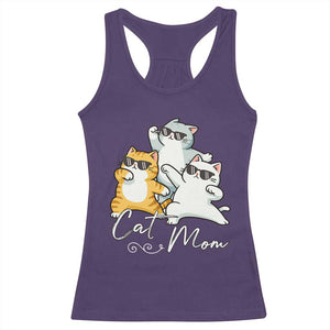Cat Mom Racerback Tank Top Three Cool Cats with Sunglasses TS12 Purple Print Your Wear