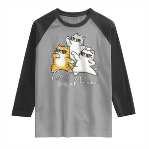 Cat Mom Raglan Shirt Three Cool Cats with Sunglasses TS12 Sport Gray Black Print Your Wear