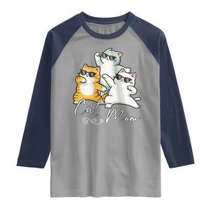 Cat Mom Raglan Shirt Three Cool Cats with Sunglasses TS12 Sport Gray Navy Print Your Wear