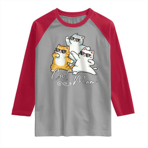 Cat Mom Raglan Shirt Three Cool Cats with Sunglasses TS12 Sport Gray Red Print Your Wear