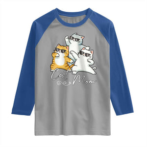 Cat Mom Raglan Shirt Three Cool Cats with Sunglasses TS12 Sport Gray Royal Print Your Wear