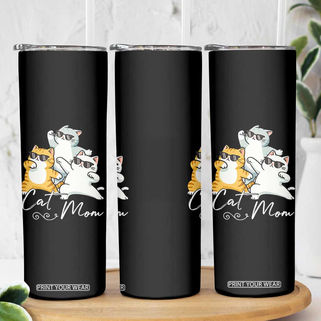 Cat Mom Skinny Tumbler Three Cool Cats with Sunglasses TS12 Print Your Wear