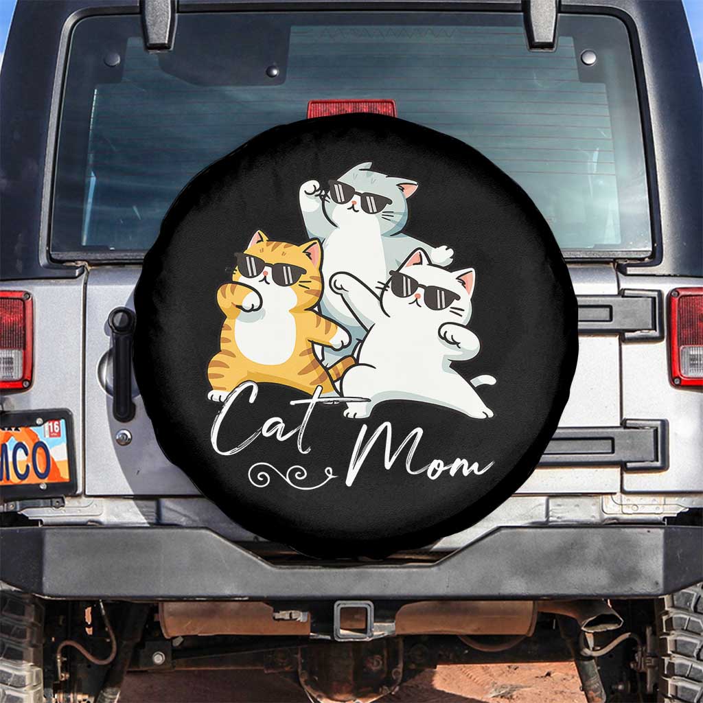 Cat Mom Spare Tire Cover Three Cool Cats with Sunglasses TS12 No hole Black Print Your Wear