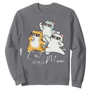 Cat Mom Sweatshirt Three Cool Cats with Sunglasses TS12 Charcoal Print Your Wear