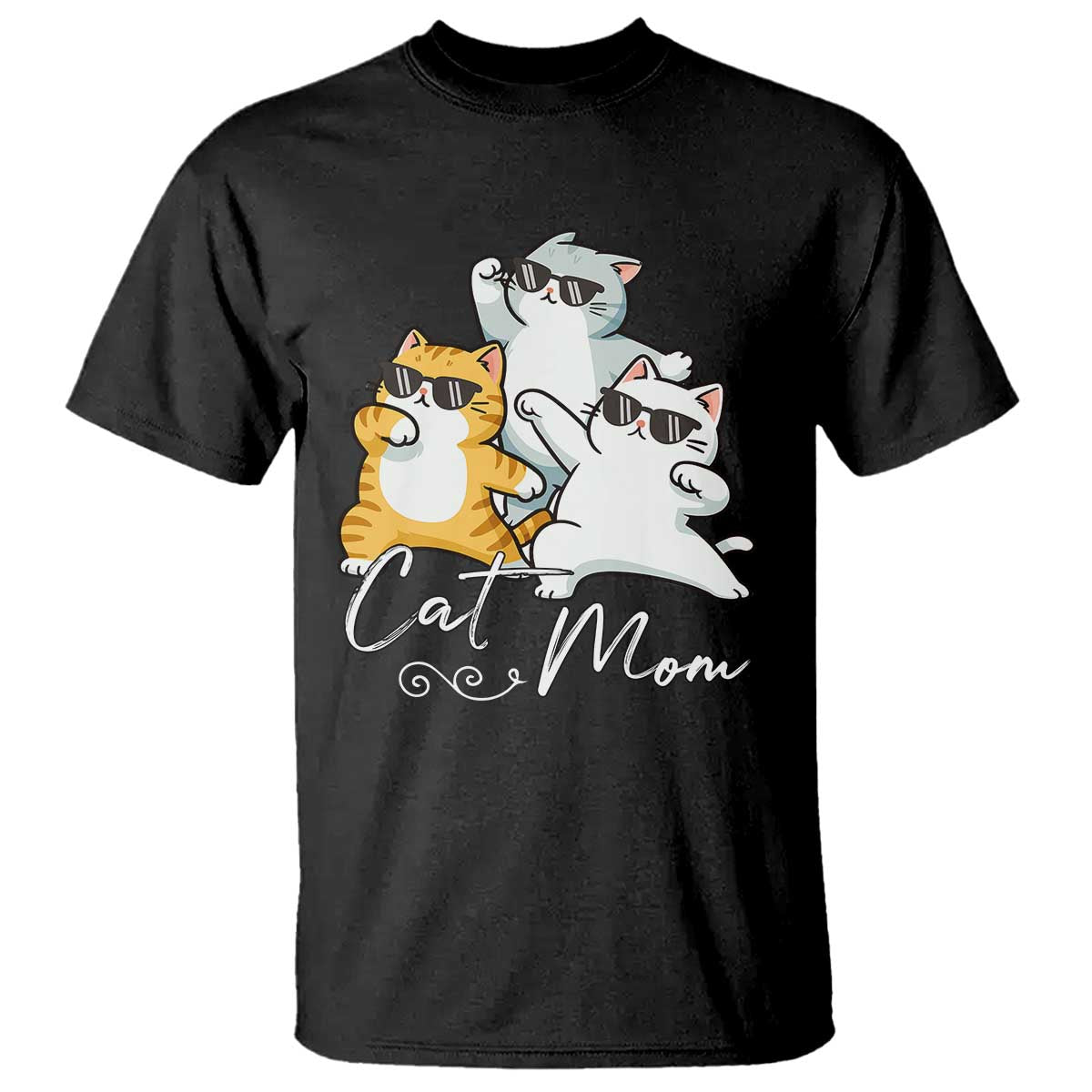 Cat Mom T Shirt Three Cool Cats with Sunglasses TS12 Black Print Your Wear