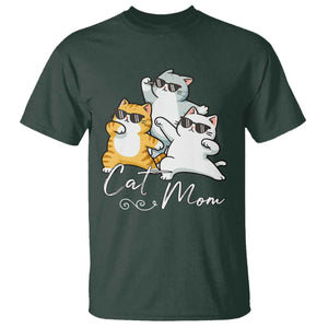 Cat Mom T Shirt Three Cool Cats with Sunglasses TS12 Dark Forest Green Print Your Wear
