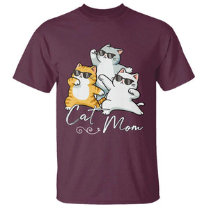 Cat Mom T Shirt Three Cool Cats with Sunglasses TS12 Maroon Print Your Wear