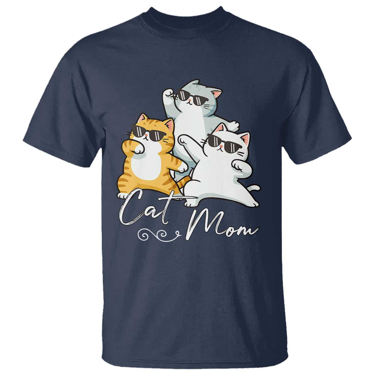 Cat Mom T Shirt Three Cool Cats with Sunglasses TS12 Navy Print Your Wear