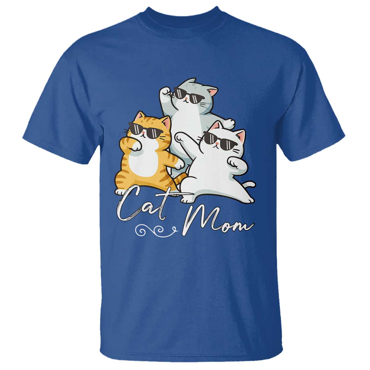 Cat Mom T Shirt Three Cool Cats with Sunglasses TS12 Royal Blue Print Your Wear