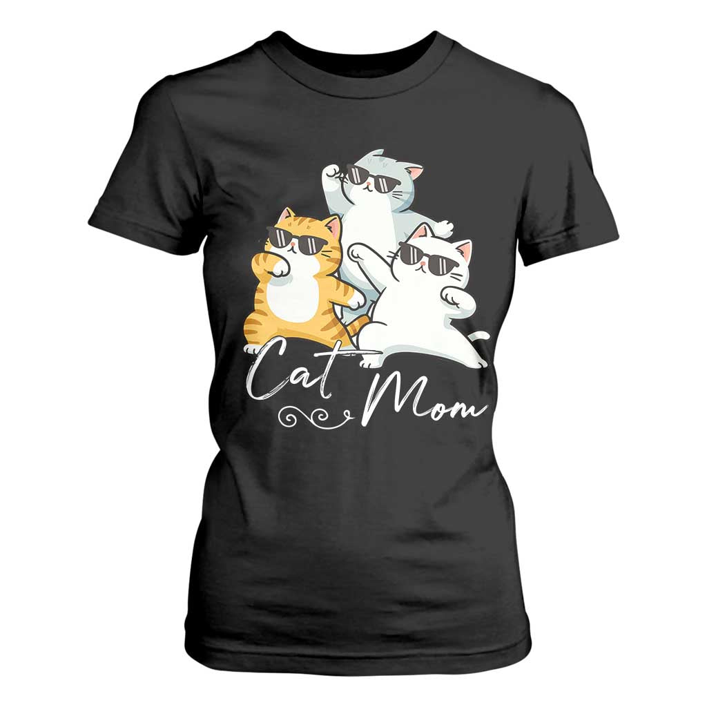 Cat Mom T Shirt For Women Three Cool Cats with Sunglasses TS12 Black Print Your Wear
