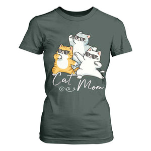 Cat Mom T Shirt For Women Three Cool Cats with Sunglasses TS12 Dark Forest Green Print Your Wear
