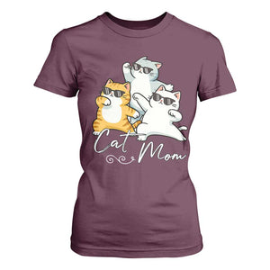 Cat Mom T Shirt For Women Three Cool Cats with Sunglasses TS12 Maroon Print Your Wear