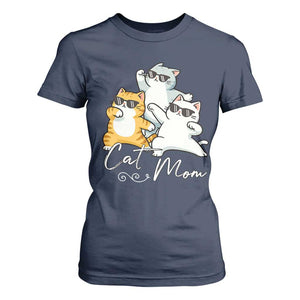 Cat Mom T Shirt For Women Three Cool Cats with Sunglasses TS12 Navy Print Your Wear