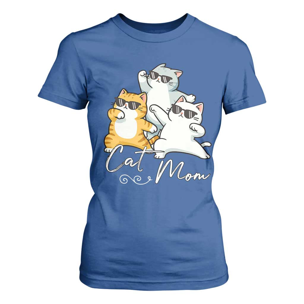 Cat Mom T Shirt For Women Three Cool Cats with Sunglasses TS12 Royal Blue Print Your Wear