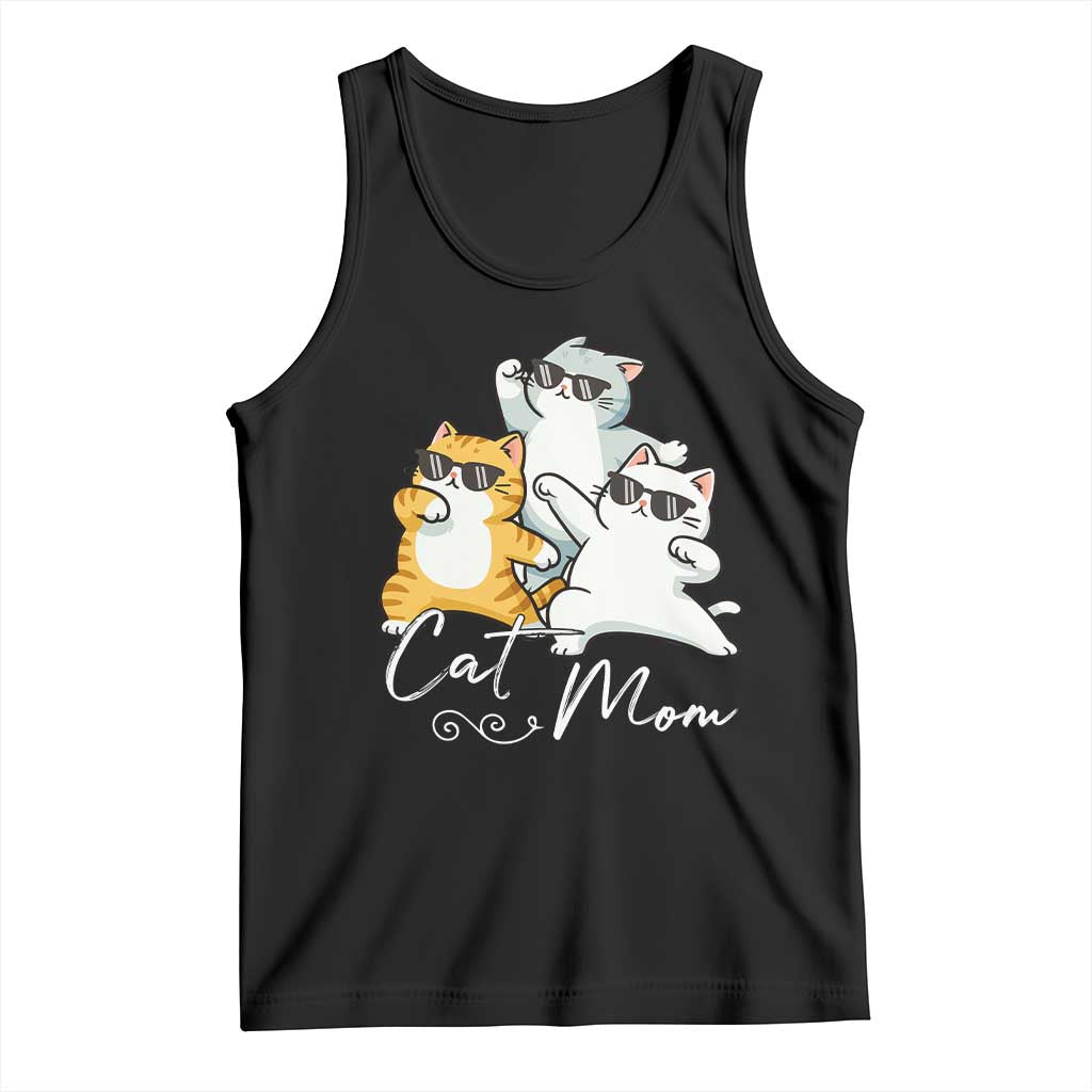 Cat Mom Tank Top Three Cool Cats with Sunglasses TS12 Black Print Your Wear