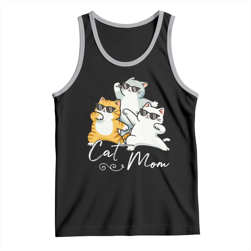 Cat Mom Tank Top Three Cool Cats with Sunglasses TS12 Black Athletic Heather Print Your Wear