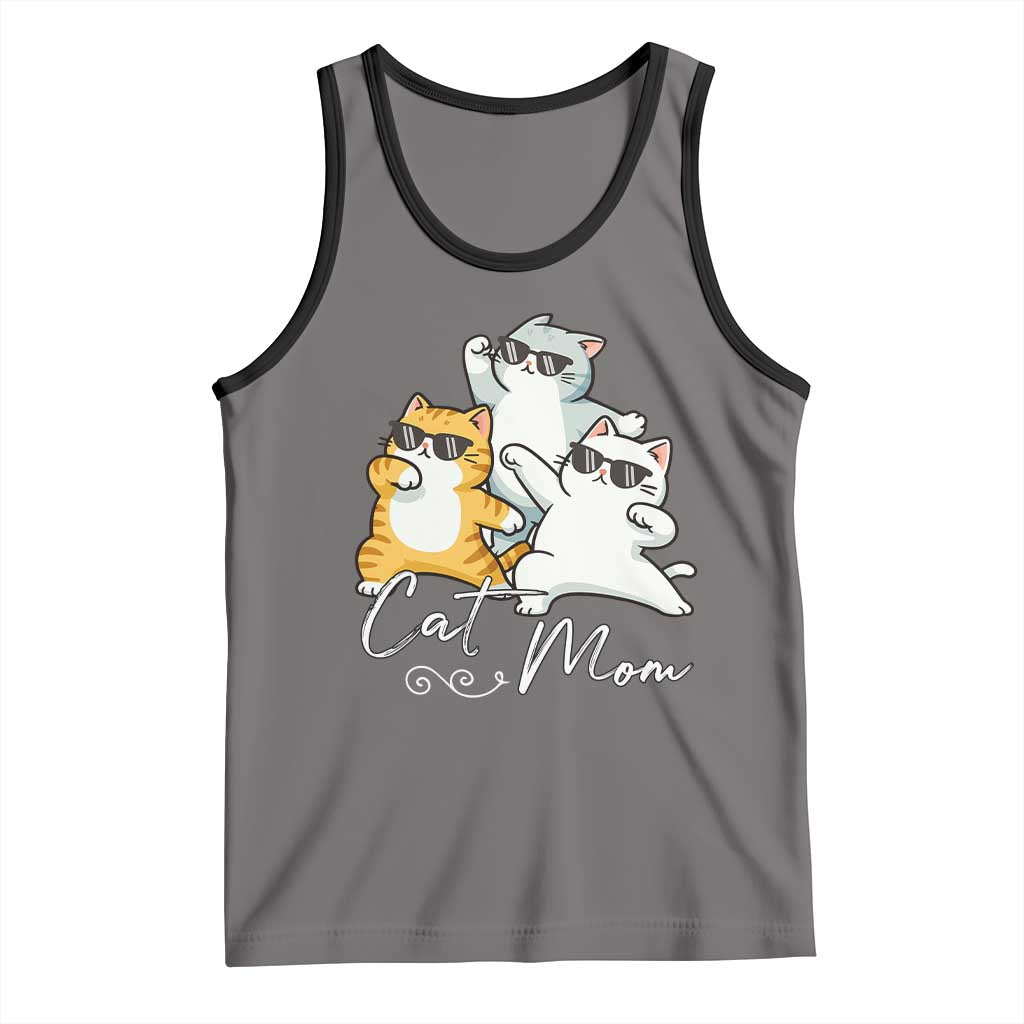 Cat Mom Tank Top Three Cool Cats with Sunglasses TS12 Deep Heather Black Print Your Wear