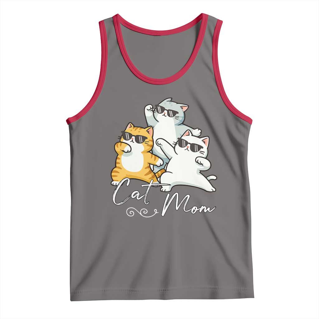 Cat Mom Tank Top Three Cool Cats with Sunglasses TS12 Deep Heather Red Print Your Wear