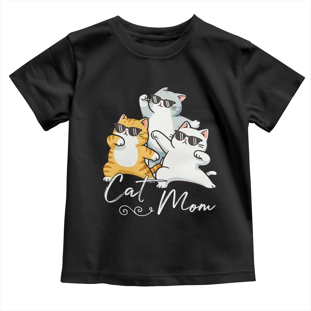 Cat Mom Toddler T Shirt Three Cool Cats with Sunglasses TS12 Black Print Your Wear