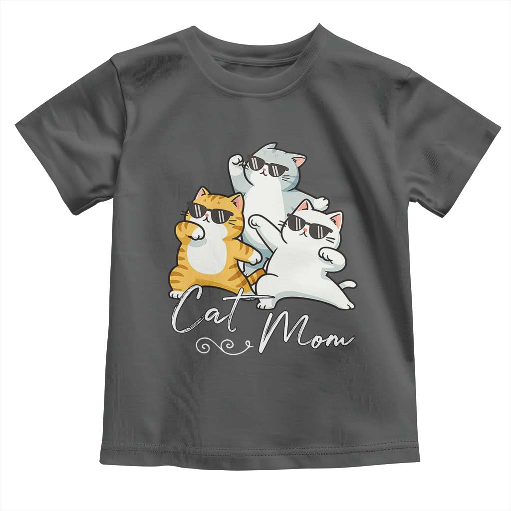 Cat Mom Toddler T Shirt Three Cool Cats with Sunglasses TS12 Dark Heather Print Your Wear